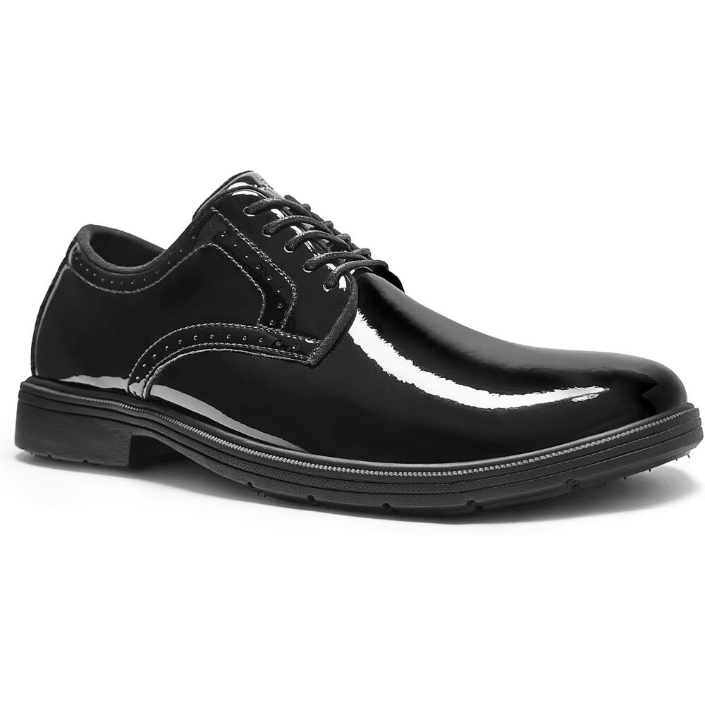 Men’s Black Leather Dress Shoes Oxford Arch Support Comfort Size 9